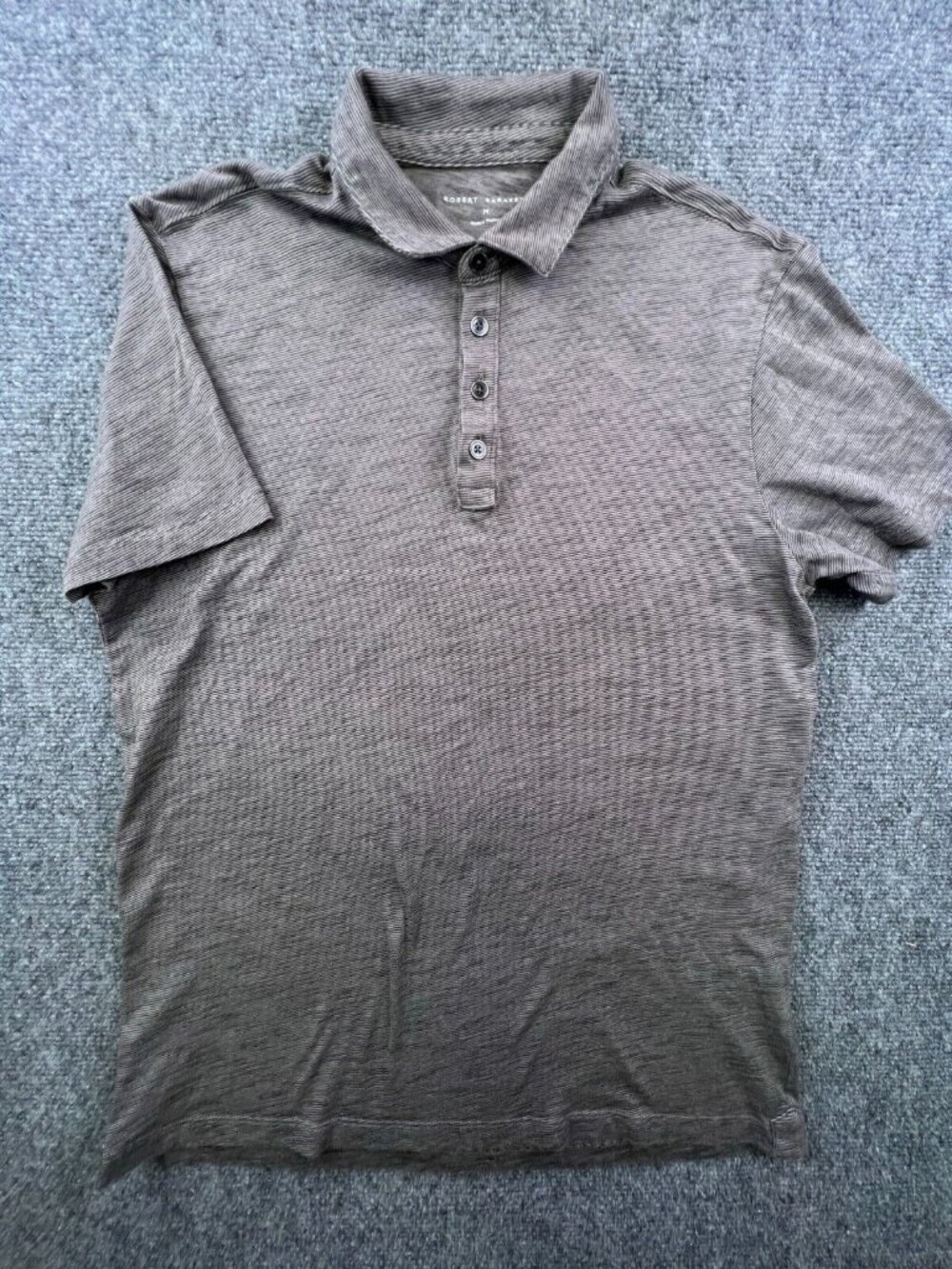 Robert Barakett Men's Cotton Polo Shirt Size Medium Beige Striped Adult